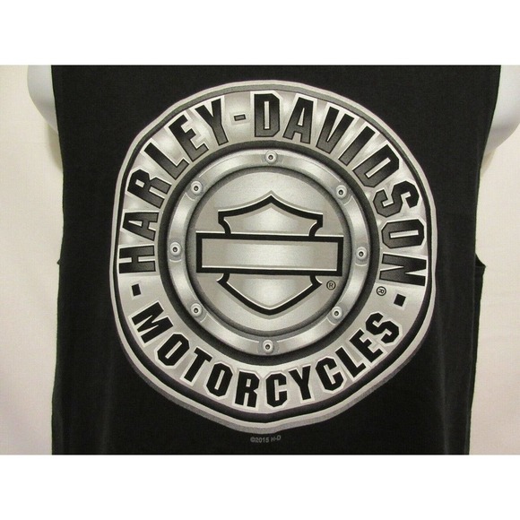 Mitchell's Modesto CA Harley Davidson Black Full Chrome Muscle Tank Shirt Mens M - Picture 4 of 12